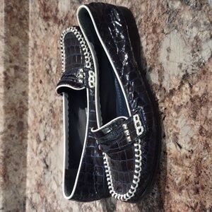 Brighton Mohawk Croc Leather Flats